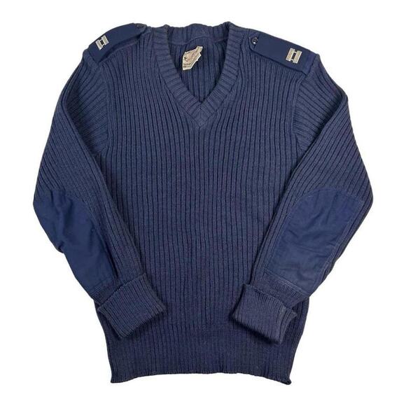 Vintage military sweater 70s wool navy sz 46 / m - Picture 1 of 4